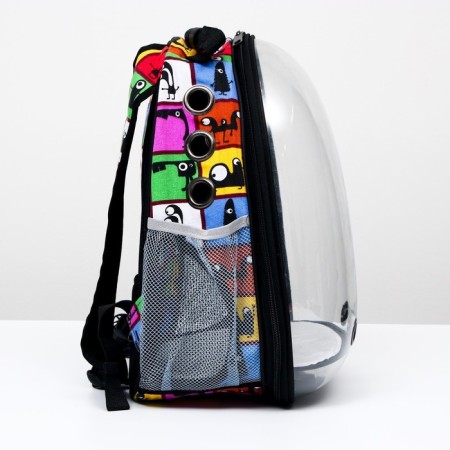A backpack for carrying cats and dogs "eyes", transparent, 31 x 28 x 42 cm-1