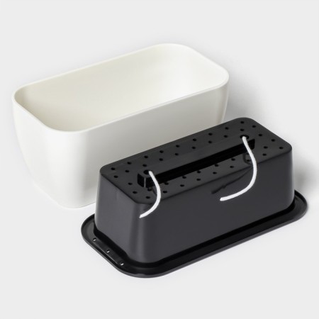 Plastic Plastic for flowers rectangular “gloss”, 900 ml, black and white color-1