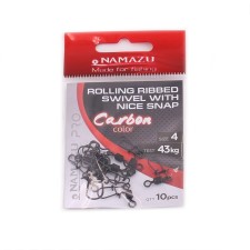 Twal with a fastener Namazu Pro Rolling Ribbed Swivel, Carbon, size 4. Test-43 kg