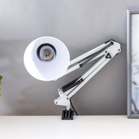 Desktop lamp E27, h = 55 cm, hinged, on the clamp (220V) white Risalux-4