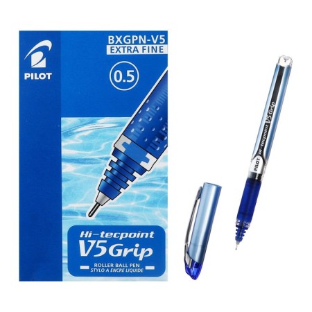 Pen-Pilot Hi-Tecpoint V5 Grip Roller, node is 0.5 mm, blue