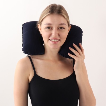 Pillow for the neck is road, inflatable, 42 × 27 cm, blue color-4