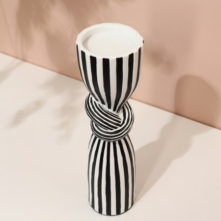 Climber for one candle “Knot”, white-black color 29.5 x 7.5 x 7.5 cm-8