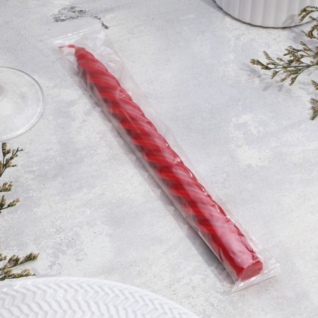 Candle twisted, 2.3x 24.5 cm, 5 hours, 50 g, red-1