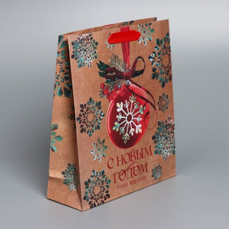 Craft vertical “Snowflake” package, m 26 x 30 x 9 cm, new year-1
