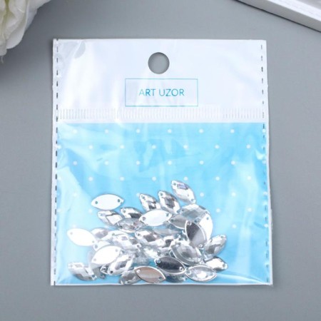Decor for creativity Plastic sewn "leaf" silver set 40 pcs 1x0.6x0.3 cm-2