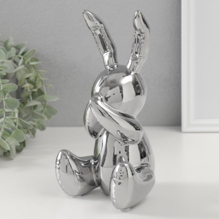 Souvenir Ceramics "Bunny hid the nose" silver 11x12x22 cm-3