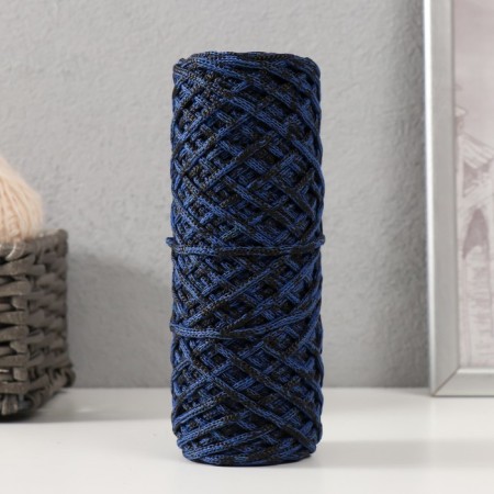 Knitting cord 35% cotton, 65% polypropylene 3 mm 85m/160 ± 10 g (sapphire/black)