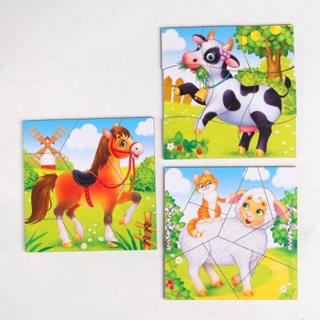 Puzzle split "Farm animals", 3 pictures in the frame-2