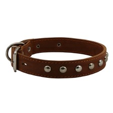 Collar leather two-layer decorated, Osh 39-46 x 2.5 cm, mix of flowers
