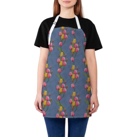 Apron kitchen with a photo print "Spring flowers", adjustable, size OS