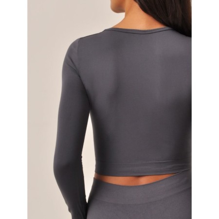 Crop Top female with long sleeves Crop Top Manica Lunga, size 48, color graphite-1