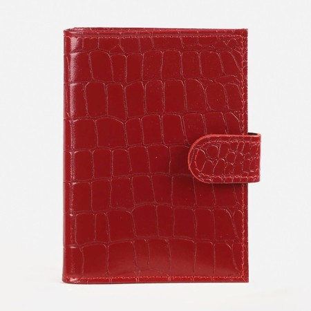 Cover for autoDocations and passports on the button, crocodile, red color