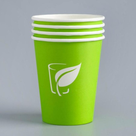Paper glass "Green Logo" for hot drinks, 250 ml, diameter 80 mm-1