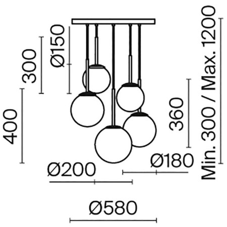 Suspension lamp Maytoni Mod321PL-05W, 5XE14, 40W, 45x45x222.5 cm, white color-3