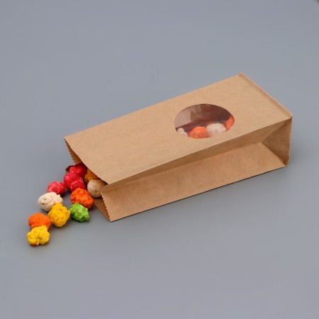 Craft package Paper beam, two -layer, with a window, rectangular bottom 8 (5) x 5 x 17 cm-1
