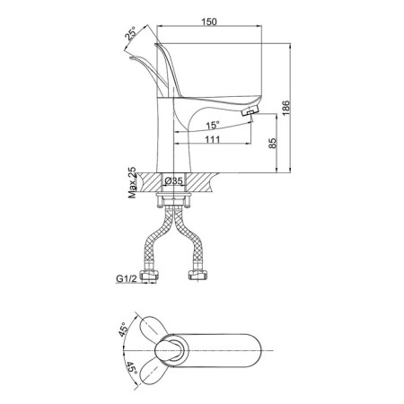 Mixer for the sink D&K Venice Baciano DA1032141, chrome-1