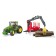 John Deere tractor, with a trailer and a manipulator, with 4 logs