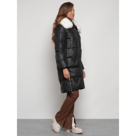 Coat insulated winter female, size 54, black color-2