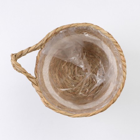Kashpo wicker "Tanzania" with a pen, 21.5x21.5x18.8 cm, natural, white-5