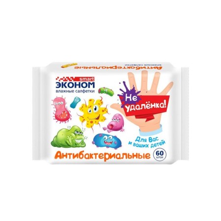 Wet napkins "Economy Smart", children's antibacterial, 60 pcs.-1