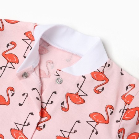Kit (blouse, pants), peach/flamingos color, height 56 ​​cm-1