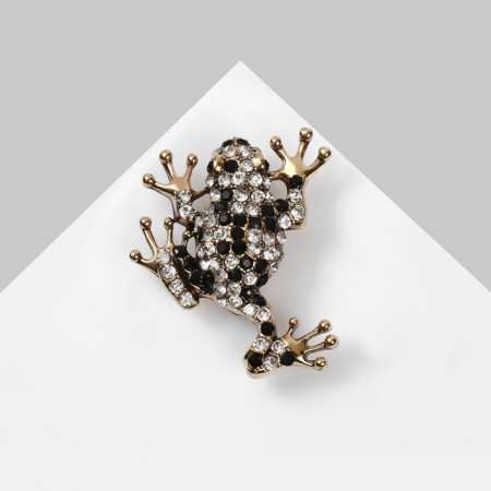 Brooch "Frog" chess, black and white color in black gold-2