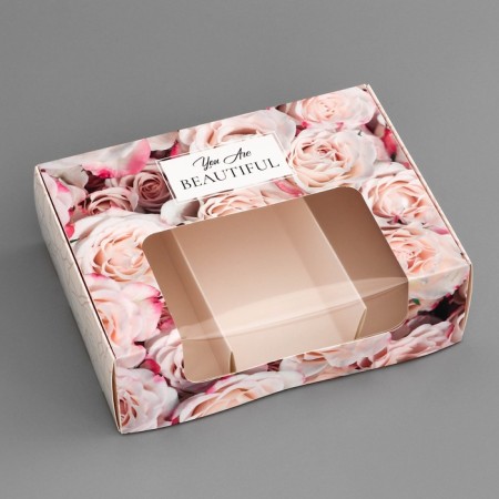 The box is folding, under 3 eclairs, confectionery packaging "You are beautiful", 20 x 15 x 6 cm-2
