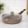 Granite pan, d = 26 cm, removable handle, glass cover, anti -stick coating, brown color