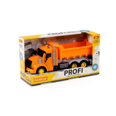 The "pros" dump truck inertial, light and sound effects, color orange color-1