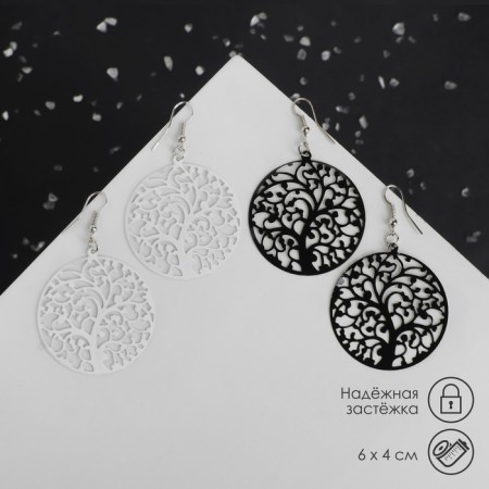 Earrings Metal "Tree" in a circle, color mix