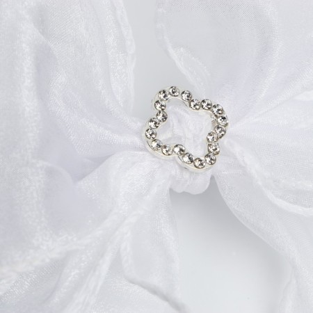 Outlet. Hair bow on elastic band, white, 6x25 cm, kitty Marie-4