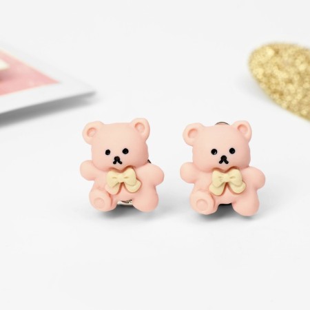 Clips children's "chosen" bear with a bow, pink color
