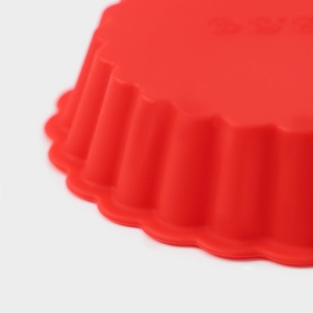 Silicone form for baking the shade “Circle Circle”, 11 × 2.5 cm, red color-3
