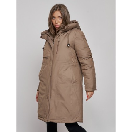 Coat insulated winter female, size 50, brown color-7