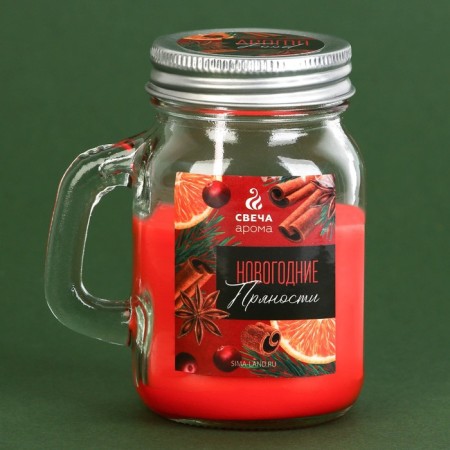 New Year's candle in a jar with a handle of "spice", cinnamon-2