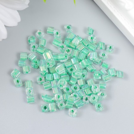 Glass beads 6/0 "cube. Translucent. Light green" 10 g-1