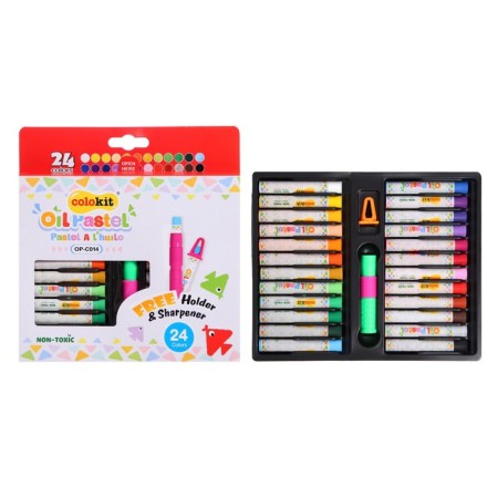 Oil pastel with Colokit holder, 24 colors, 8.5x58 mm, round case, sharpener in the set