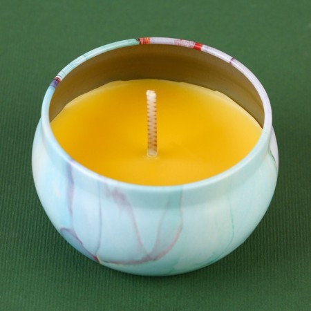 Aromatic candle in the Blue Marble Bank, fragrant spruce cones, 6 x 6 x 4 cm.-3