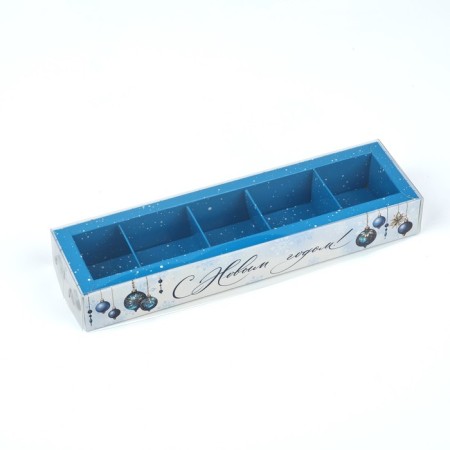 Box for 5 sweets with cells "Frosty luxury", 6 x 23 x 3 cm, New Year-1