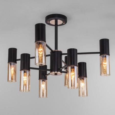 Tesoro chandelier, 8x40W E14, black color, gold-2