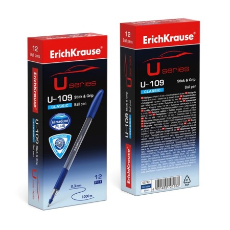 Ballic handle Erichkrause U-109 Classic Stick & Grip, Node 1.0 mm, flu, blue ink blue-3