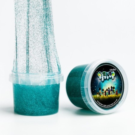 Slime "Glass" with turquoise sparkles 100 g