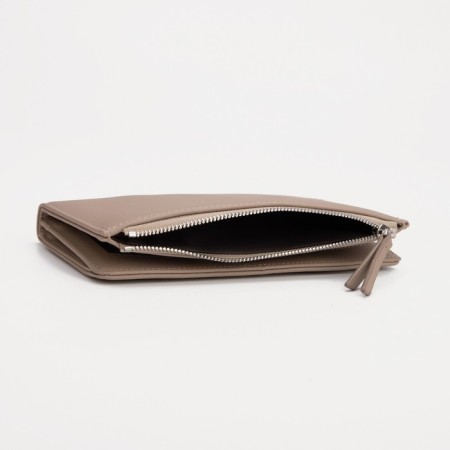 Women's wallet on the button, beige color-3