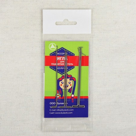 Needles for raising loops, without a handle, 6.8 - 7.4 cm, 5 pcs, silver color-2