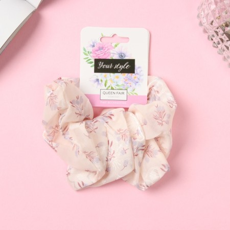 Hair gum "Orbit" Flower style, 13 cm, light pink-1
