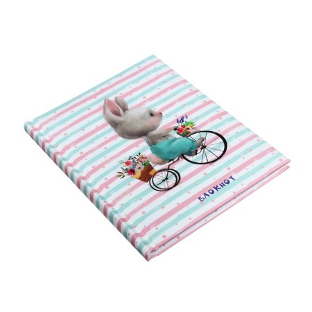 Notepad A6, 48 sheets in the "Bunny" line, a 7BC cover with foam rubber, matte lamination, selective varnish with sparkles, block 70g/m2-1