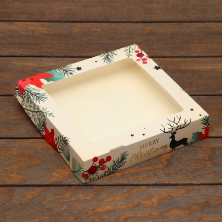 Folding box "holiday", 20 x 20 x 4 cm with a window-1