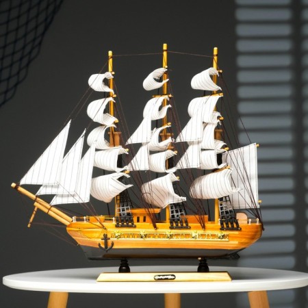 Souvenir medium -sized “Astrilde” ship, light tree, beige sails, 48.5x4x8 cm-11