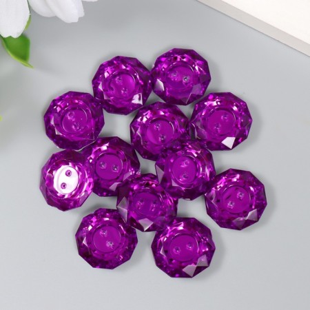 Buttons plastic for creativity 2 punctures "Kant Rhin" set 12 pcs violet d = 1.7 cm-2